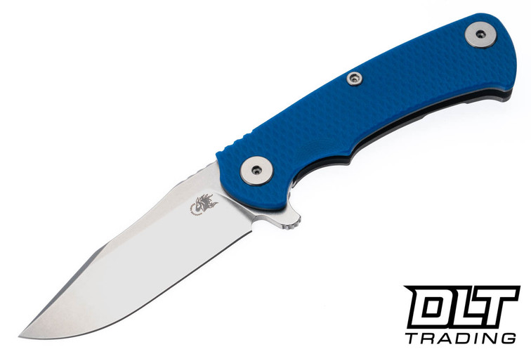 Hinderer Project X Clip Point S45VN - Working Finish Titanium - Stonewashed Blade - Blue G-10