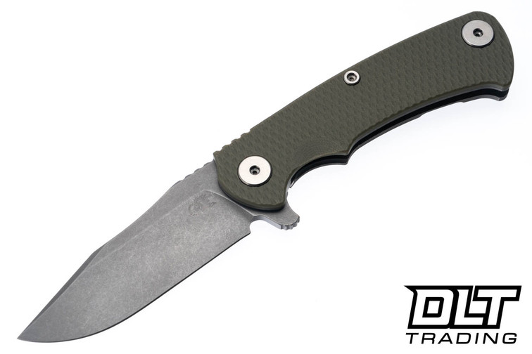 Hinderer Project X Clip Point S45VN - Working Finish Titanium & Blade - OD Green G-10