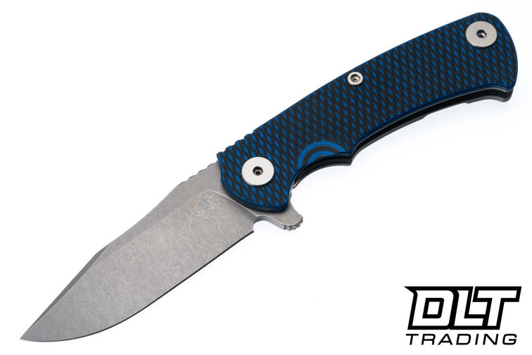 Hinderer Project X Clip Point S45VN - Working Finish Titanium & Blade - Blue & Black G-10