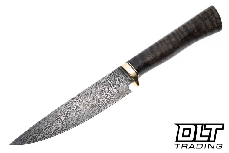 Bob Rankin Hunter - Twisted W's Damascus - Brass Guard - Tigertail Maple