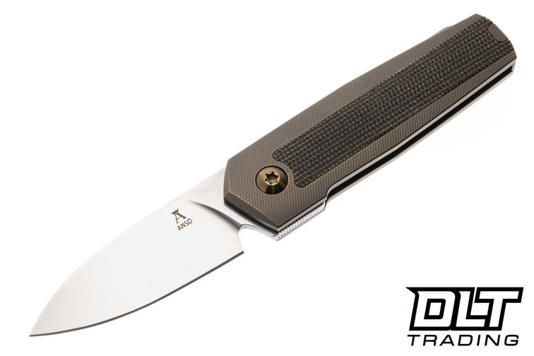 Jens Anso Arn RWL34 - Amber Titanium - Green Canvas Micarta Inlay