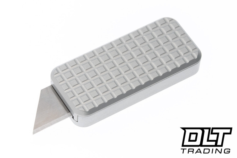 Rivery MFG Zero Utility Knife - Grid Pattern - Gray Aluminum with Lanyard Hole