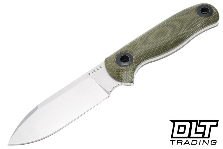 Kizer Drop Bear - Green Micarta - Stonewashed 14C28N Blade