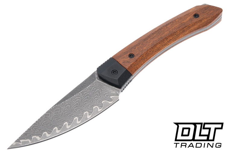 Kizer Momo Fix 3 - Mkuruti Wood - Black G-10 Bolster - Acid Washed Takefu VG-10 Damascus Blade