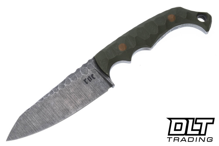 Black ROC Knives Vandal - Green G-10 - Reverse Tanto Hammered #I