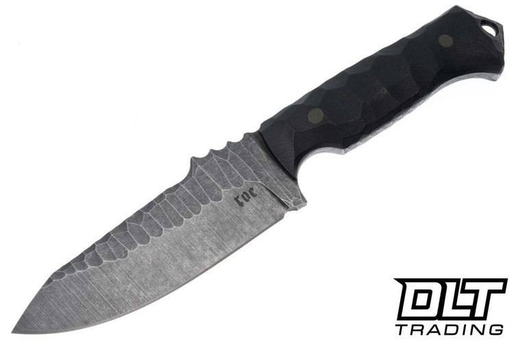 Black ROC Knives RUHK - Black G-10 - Drop Point Hammered ProCut #RK5