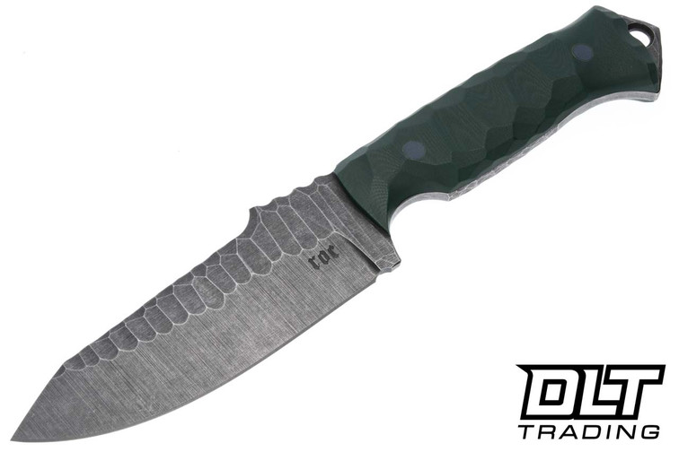 Black ROC Knives RUHK - Green G-10 - Drop Point Hammered ProCut #RK6