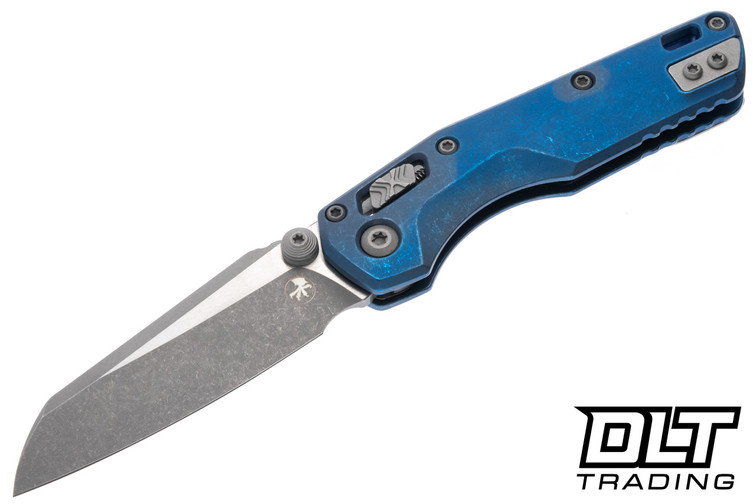 Microtech MSI Mini Ram-Lok - Antique Blue Anodized Slab Titanium - Apocalyptic Blade - Marfione Select - 210M-10APMS2