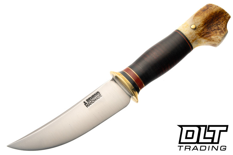 Treeman Knives Deer & Trout - Brass Guard - Horsehide Stack - Crotch Antler