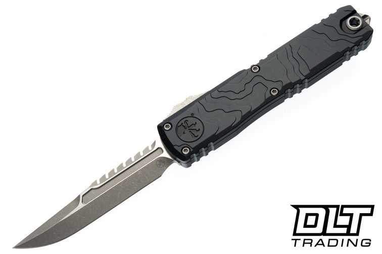 Microtech Ultratech Gen IV Interceptor Topographic - Black Handle - Apocalyptic Blade - Signature Series - 11174TP-10APS