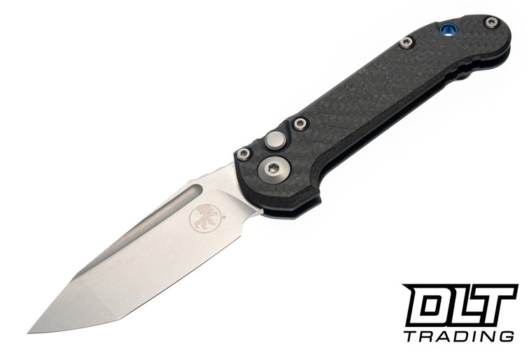 Microtech LUDT - Carbon Fiber Handle - Stonewashed Blade - Blue Accents - Marfione Select - 1136-10MS14