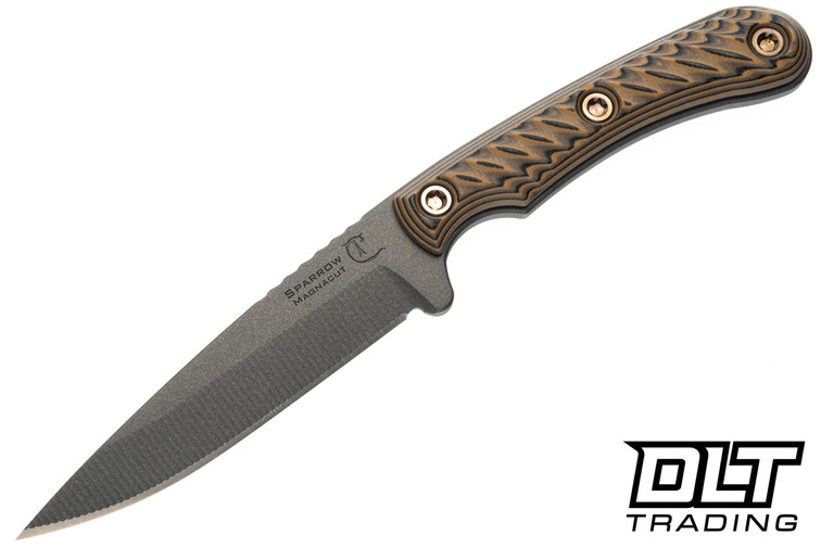 RMJ Tactical Sparrow MagnaCut - Tungsten Cerkote - Hyena Brown G-10