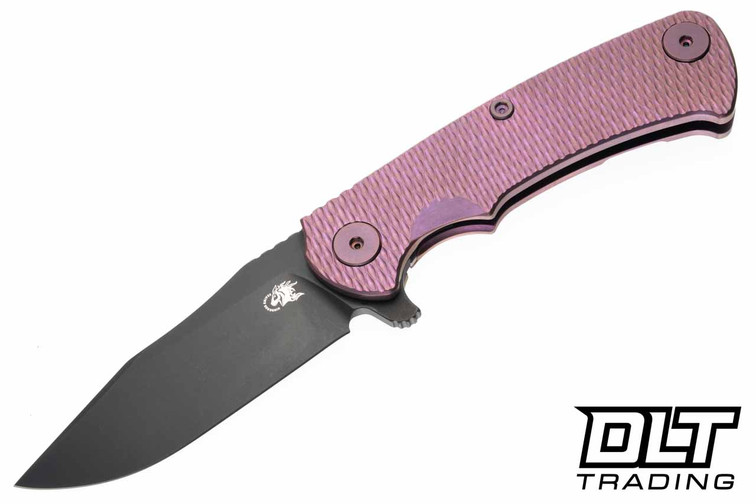 Hinderer Project X Clip Point MagnaCut - Purple Titanium - Battle Black Blade - Purple Titanium Scale - Purple Hardware