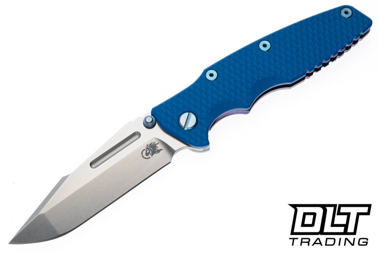 Hinderer Eklipse Non Flipper Skinny Fullered Harpoon Spanto MagnaCut - Blue & Purple Titanium - Stonewashed Blade - Blue G-10 - Blue Hardware