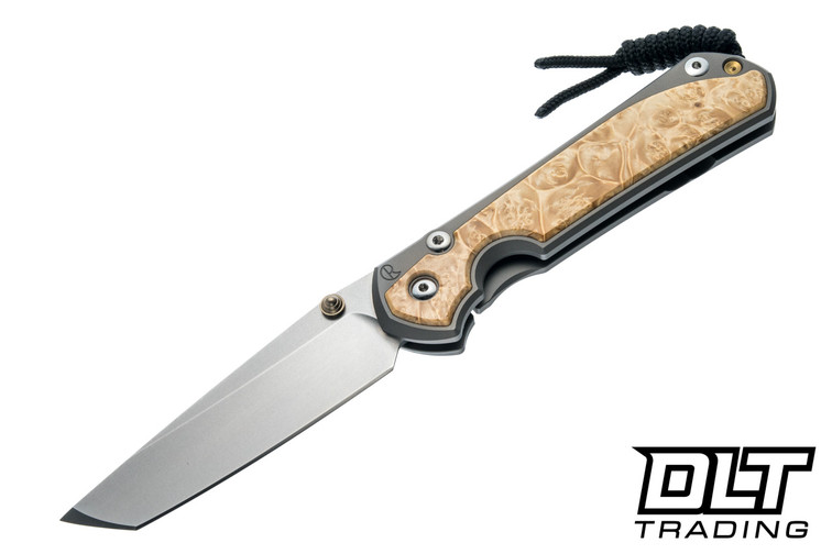 Chris Reeve Large Sebenza 31 - Tanto - Glass Blasted Titanium - Box Elder Inlay - #30