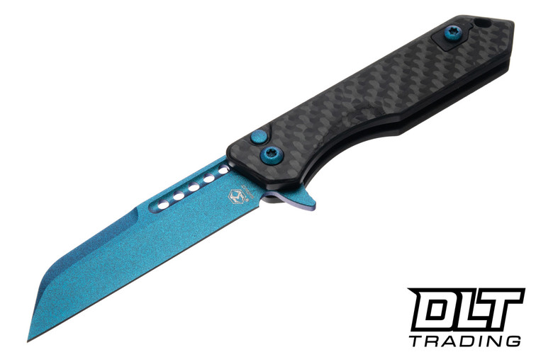 Heretic Jinn Manual - Metallic Teal MagnaCut Blade - Carbon Fiber