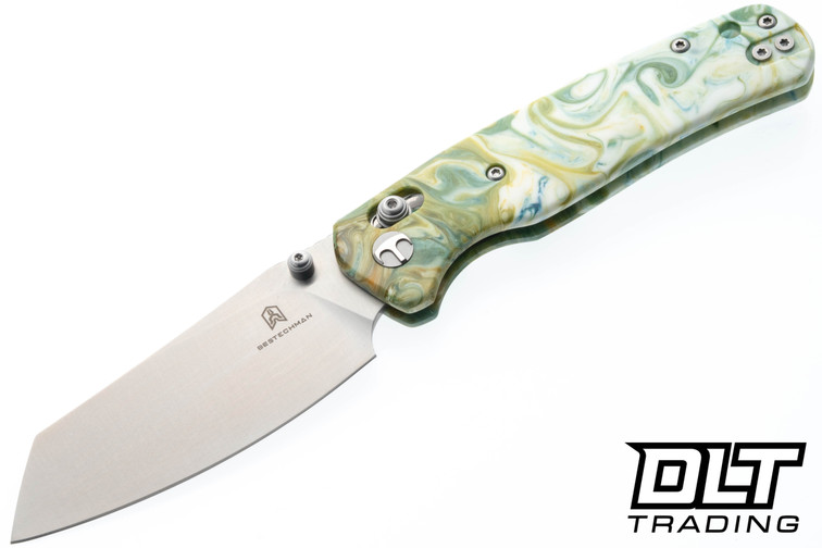 Bestechman Cicada's Wing - Green Resin - Satin 10Cr15MoV Blade