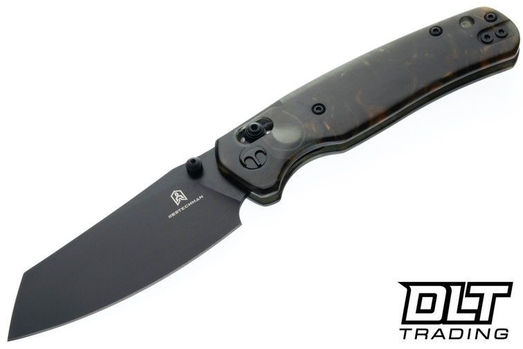 Bestechman Cicada's Wing - Brown Resin - Black PVD 10Cr15MoV Blade