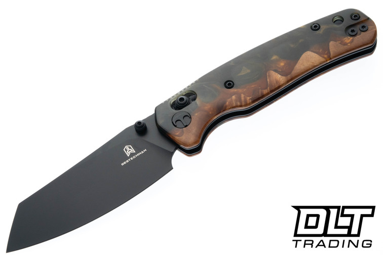 Bestechman Cicada's Wing - Black & Gold Resin & Wood - Black PVD 10Cr15MoV Blade