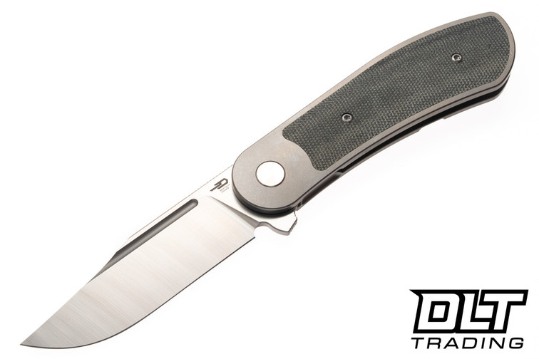 Bestech Knives Vestige - Stonewashed Titanium with Black Micarta Inlay - Satin MagnaCut Blade