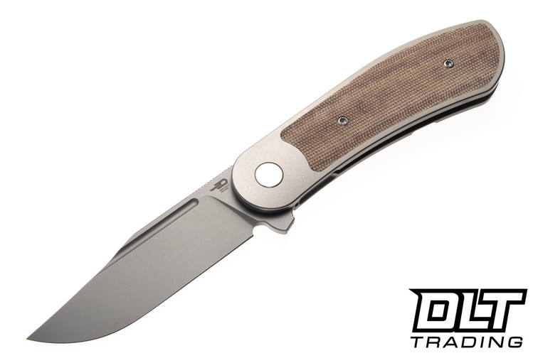Bestech Knives Vestige - Stonewashed Titanium with Natural Micarta Inlay - Fine Stonewashed MagnaCut Blade