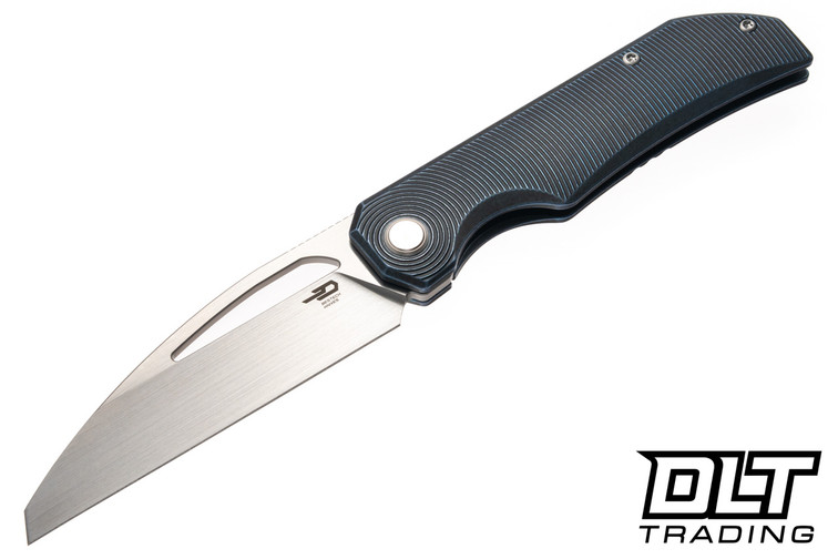 Bestech Knives Taipan - Blue Black Stonewashed Titanium - Hand Rubbed Satin Slotted MagnaCut Blade