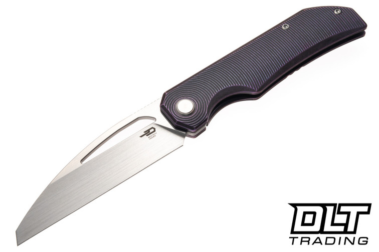 Bestech Knives Taipan - Purple Black Stonewashed Titanium - Hand Rubbed Satin Slotted MagnaCut Blade