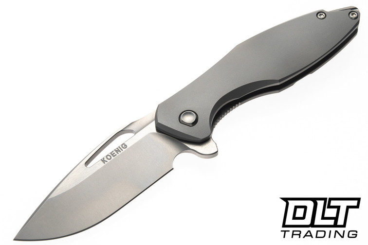 Koenig Mini Arius - Smooth Titanium Handle - Burnished M390 Blade - Polished Flats - Satin Hardware