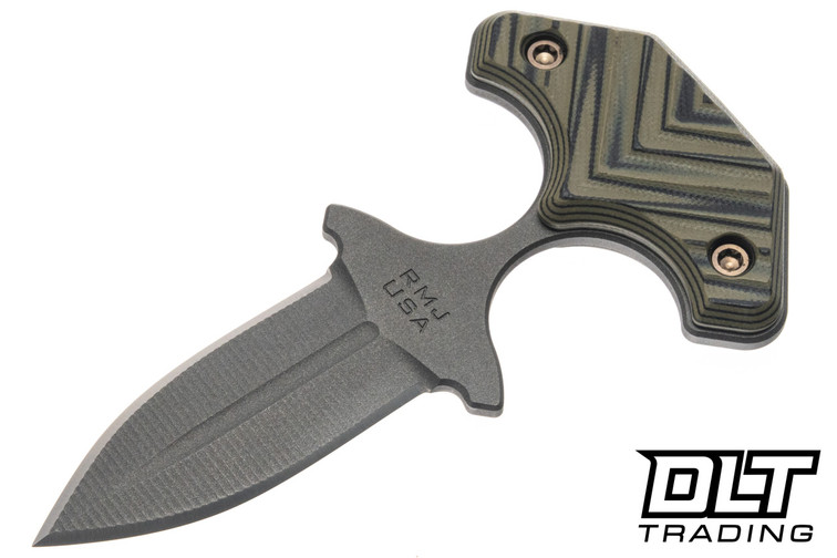 RMJ Tactical BUB Back Up Blade - MagnaCut Tungsten Cerakote - Dirty Olive G-10