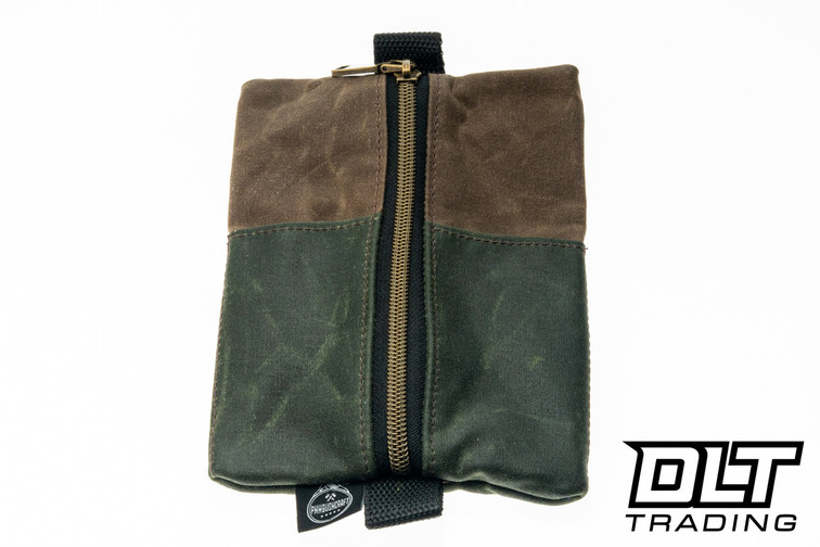 PNW Bushcraft EDC Waxed Canvas Zipper Pouch - Brown & Green
