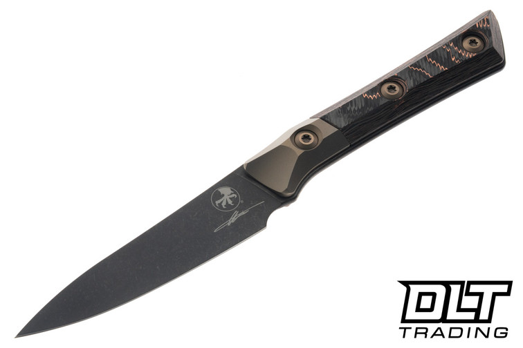 Microtech 3.5" Paring Knife - DLC Blade - Bronzed Bolster - Livewire Carbon Fiber - Signature Series