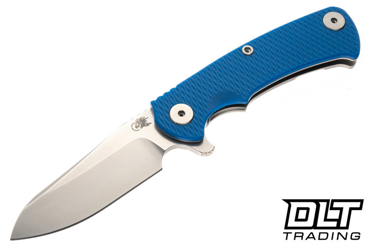 Hinderer Project X Sheepsfoot MagnaCut - Stonewashed Titanium & Blade - Blue G-10