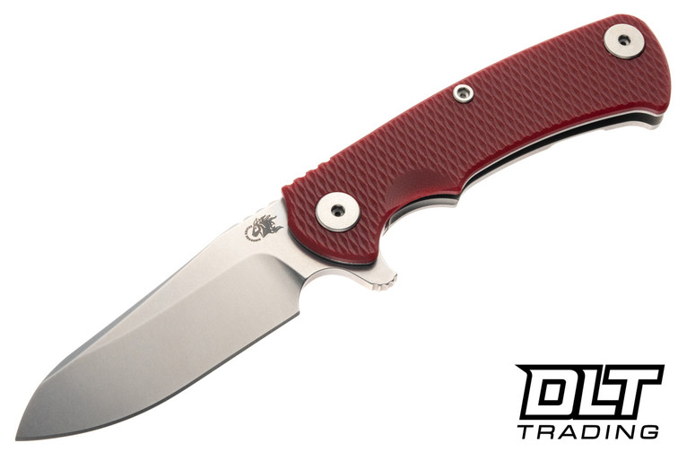 Hinderer Project X Sheepsfoot MagnaCut - Stonewashed Titanium & Blade - Red G-10