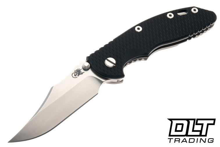Hinderer 3.5" XM-18 Non Flipper Bowie MagnaCut - Bead Blasted Titanium - Stonewashed Blade - Black G-10