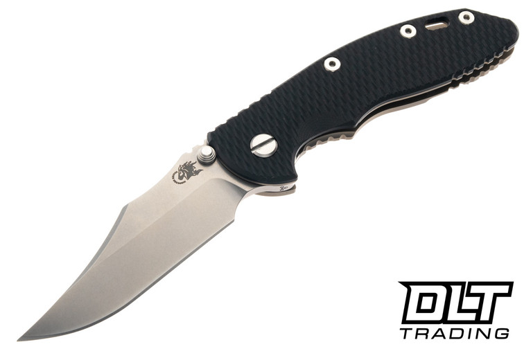 Hinderer 3.5" XM-18 Non Flipper Bowie MagnaCut - Bronze Anodized Bead Blasted Titanium - Stonewashed Blade - Black G-10
