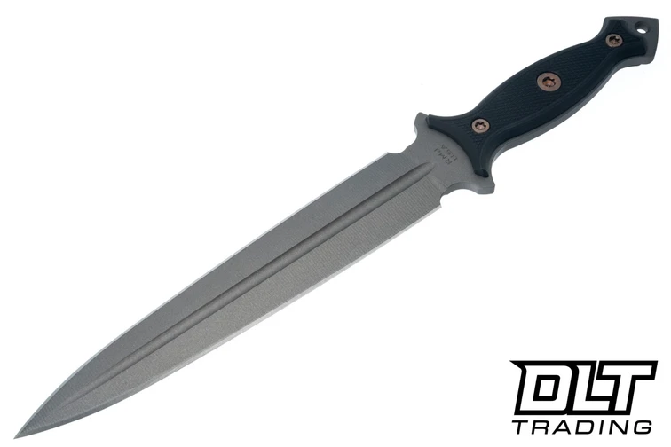 RMJ Tactical Nightshade - Tungsten Cerakote 3V Blade - Black G-10 Handle