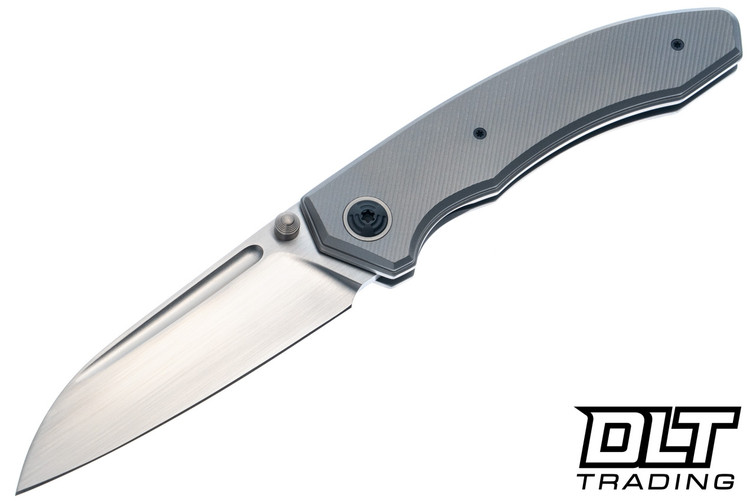 Trevor Burger Custom Knives Dakar Recessed - Ridged Vapour Blast Titanium - Darkened Ti Accents
