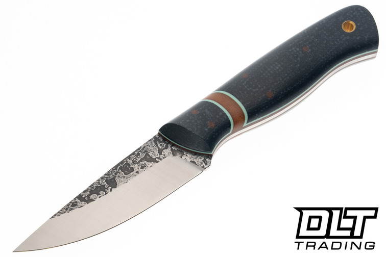 Warlander Raptor - Midnight Burlap - Natural & Light Blue Liner & Spacer - Micarta Pins