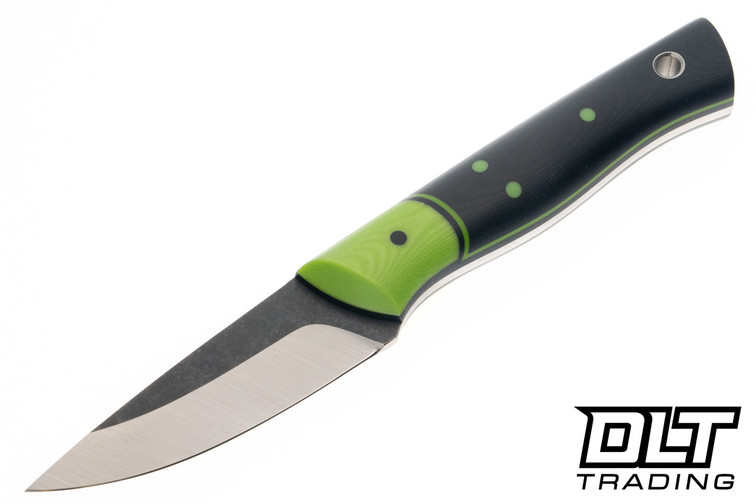 Warlander Lantana - Toxic Green Linen Bolster - Black Linen Micarta - Black & Green Liners - G-10 Pins