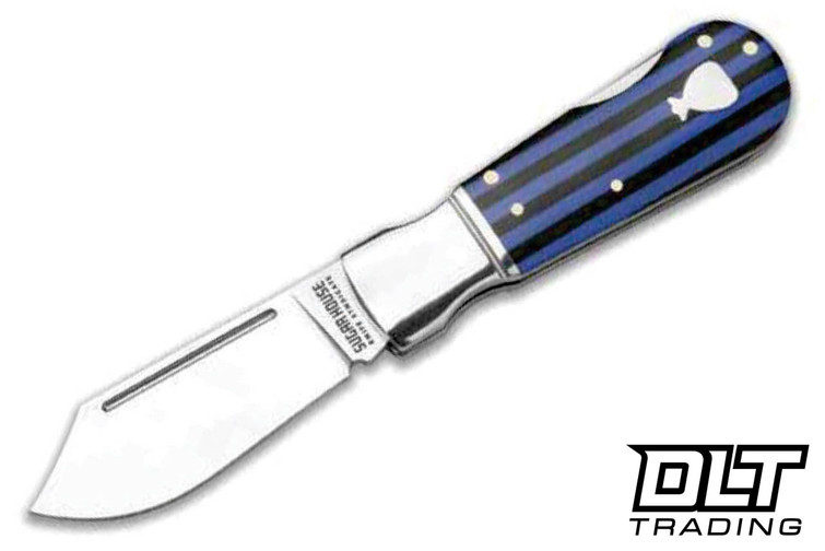 Finch Sugar House Knife Syndicate - Pretty Boy Blue Note - Layered Resin & G-10 - Satin 14C28N Blade