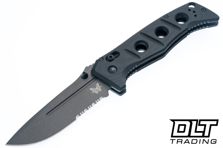 Benchmade Adamas 275SGY-03 - Black G-10 - Cerakote MagnaCut Drop Point Blade - Partially Seratted