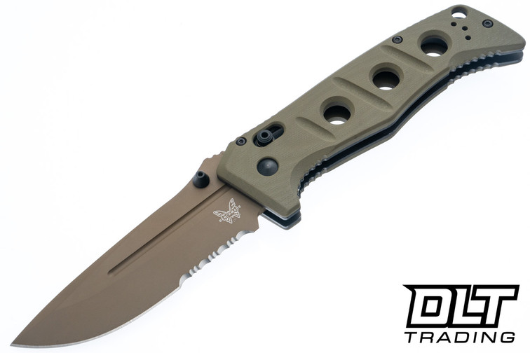 Benchmade Adamas 275SFE-04 - OD Green G-10 - Cerakote MagnaCut Drop Point Blade - Partially Serrated