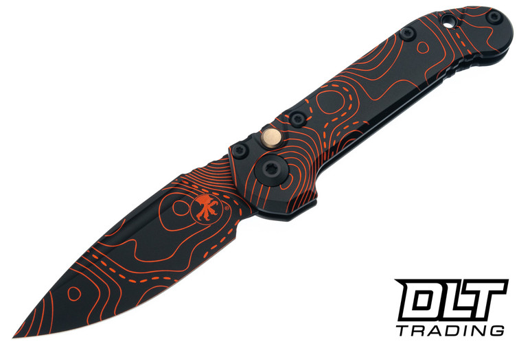 Microtech LUDT Gen III - Topographic Handle - Black and Orange Camo Blade - Signature Series - 1135S-1TPBKORCS