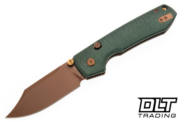 Vosteed Raccoon - Green Canvas Micarta - Copper Dune 14C28N Blade