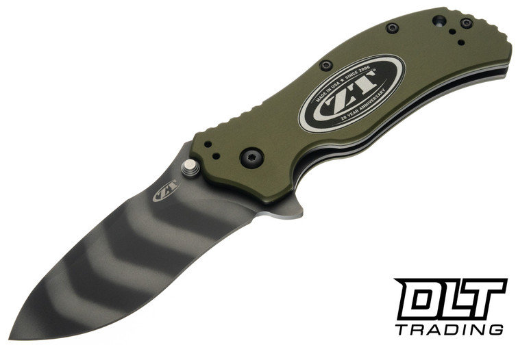 Zero Tolerance 0350OLTS20 - 20th Anniversary - OD Green Aluminum - Tiger Stripe MagnaCut Blade
