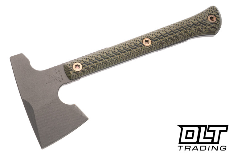 RMJ Tactical Jenny Wren Hammer Poll - Tungsten 80CRV2 - Dirty Olive G-10 - Bronze Fasteners