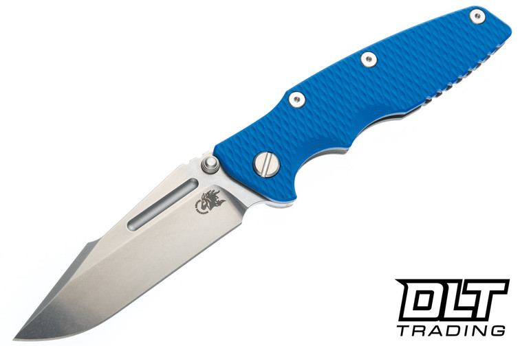 Hinderer Eklipse Skinny Fullered Harpoon Spear MagnaCut - Working Finish Titanium - Stonewashed Blade - Blue G-10