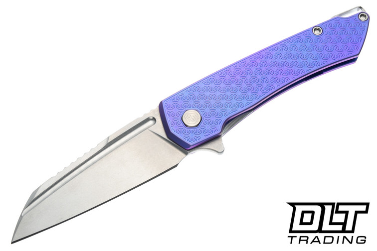 MachineWise Mojave - Blurple Stars Textured Titanium - Stonewash S90V Blade #1423