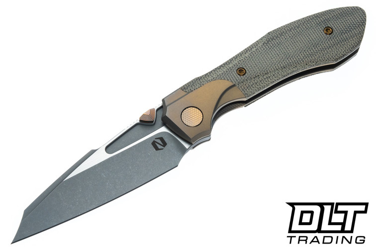 Null Voodoo Doll - Stonewash Bronze Titanium Bolster - Green Micarta - Dark Stonewash & Satin Vanax Blade