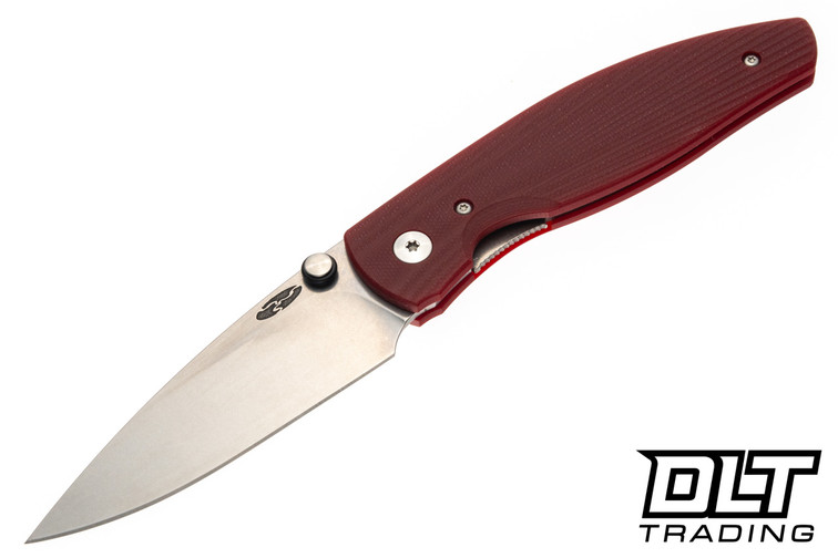 Three Rivers Manufacturing Atom Magnacut - Linerlock - 3D Sunburst Scales - Ruby Red G-10